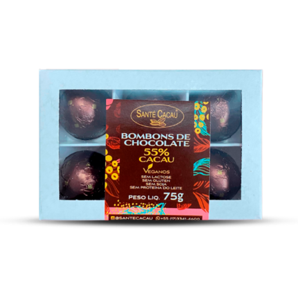 Para quem prefere o sabor autêntico do chocolate sem frutas ou castanhas, esses bombons puros de 55% cacau são uma excelente opção. Veganos, Kosher, sem lactose e sem proteína do leite, combinam suavidade e intensidade de cacau na medida ideal. Ingredientes: Massa de cacau, manteiga de cacau, açúcar orgânico. ALÉRGICOS: Pode conter banana passa, uva passa, damasco, castanha-do-pará, castanha de caju, avelã, pistache. Não contém lactose, proteína do leite, glúten e soja.