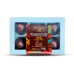 Caixa com 6 bombons puro 55% cacau (75g)