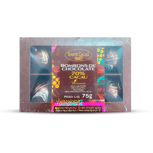 Caixa com 6 bombons puro 70% cacau (75g)